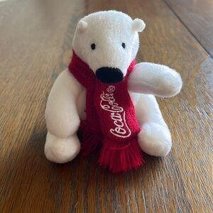 Coca-Cola bear white with red scarf approximately 3 1/2” tall